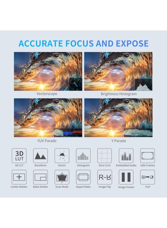 FEELWORLD F6 PLUSX 5.5 Inch 1600nit High Bright DSLR Camera Field Touch Screen Monitor with Waveform HDR 3D Lut Small Full HD 1920x1080 IPS Video Peaking Focus Assist 4K HDMI Type-c Input - Image 4
